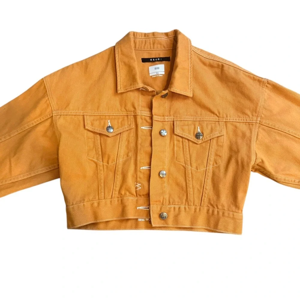 Ksubi World Tour Collection Billie Cropped 80’s Style Denim Jacket Size XS - Picture 4 of 13